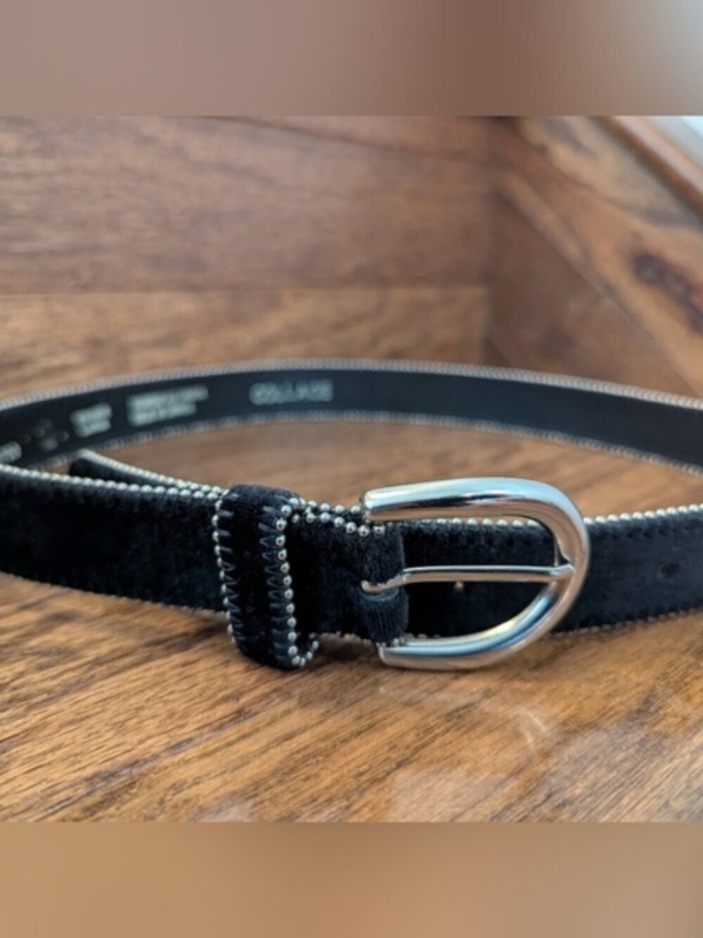 Vintage Y2K belt edged with silver-coloured metal beads Size large